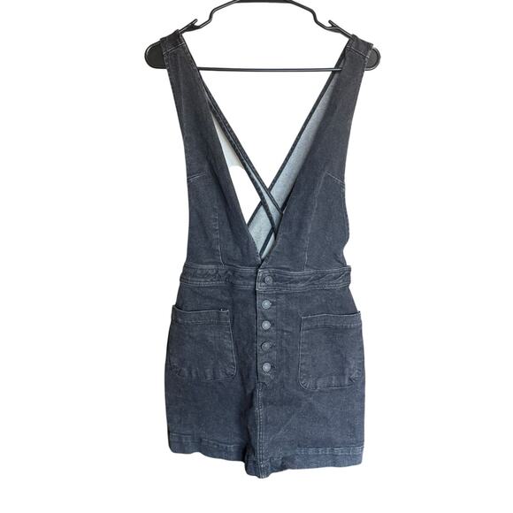 Free People Old School Love Denim Dungaree Pinafore Dress Size 10 Whimsigoth - Picture 1 of 8
